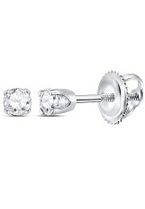 small superb White gold round sparkly baby diamond earrings